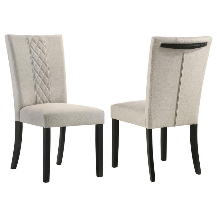 Malia - Upholstered Solid Back Dining Side Chair (Set of 2) - Beige And Black - Simple Home Plus