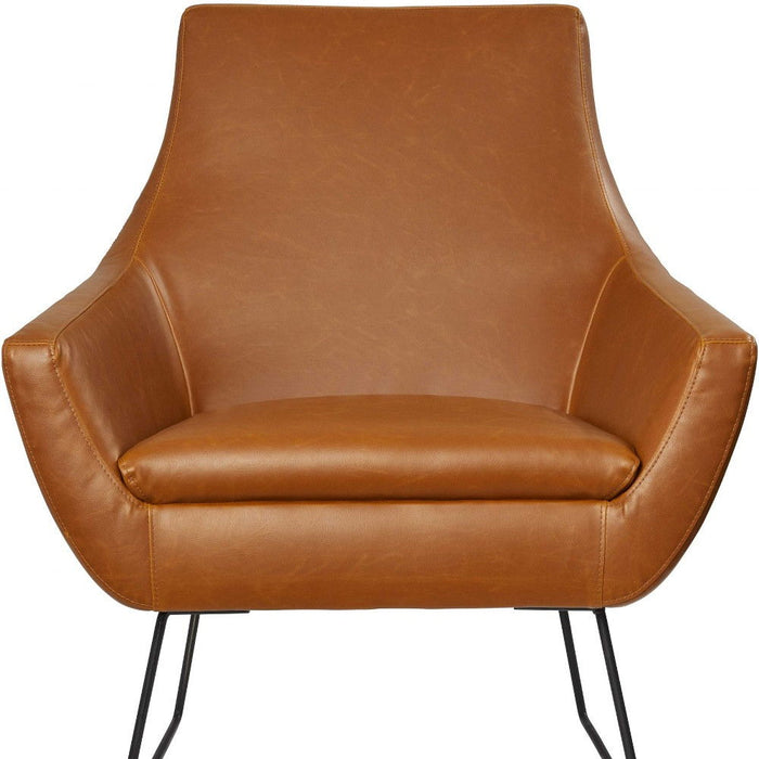 Retro Mod Distressed Faux Leather Arm Chair - Camel