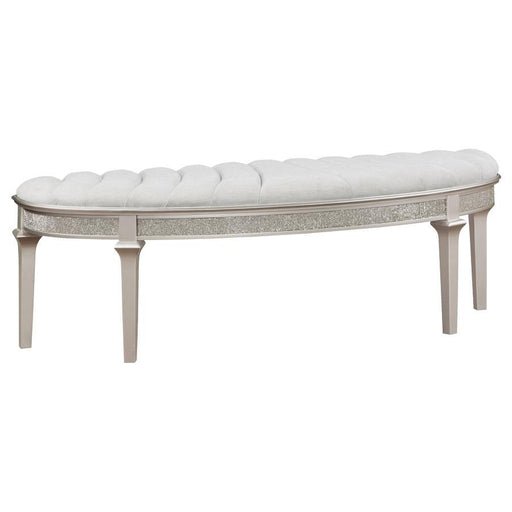 Evangeline - Upholstered Demilune Bench - Ivory And Silver Oak - Simple Home Plus