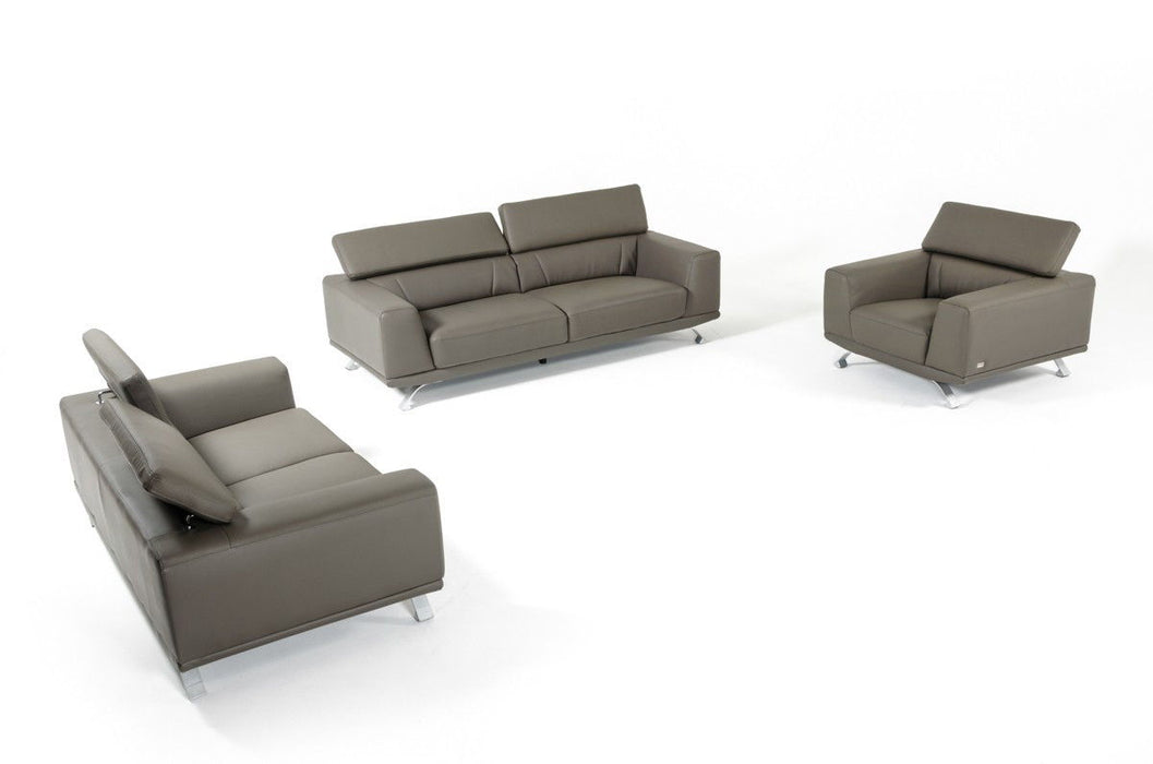 Three Piece Faux Leather Six Person Seating Set - Dark Gray