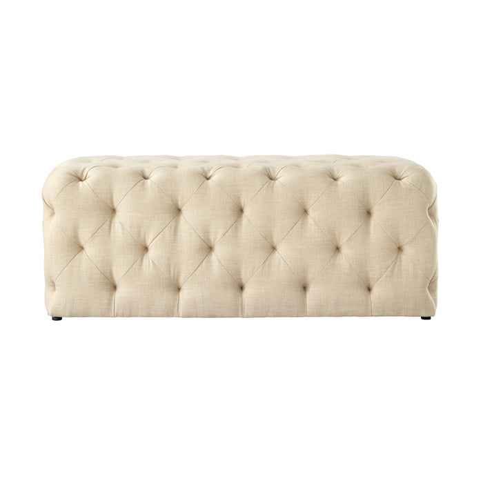 Upholstered Linen Bench - Black / Beige