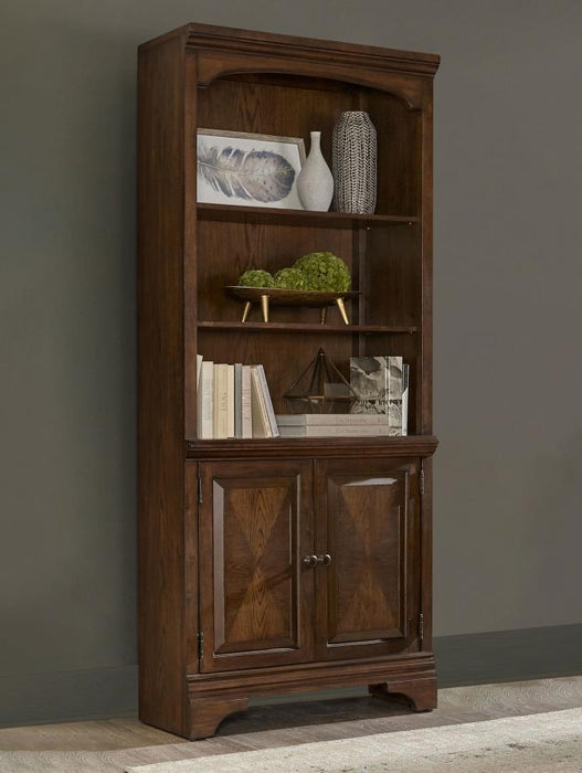 Hartshill - Bookcase With Cabinet - Burnished Oak - Simple Home Plus