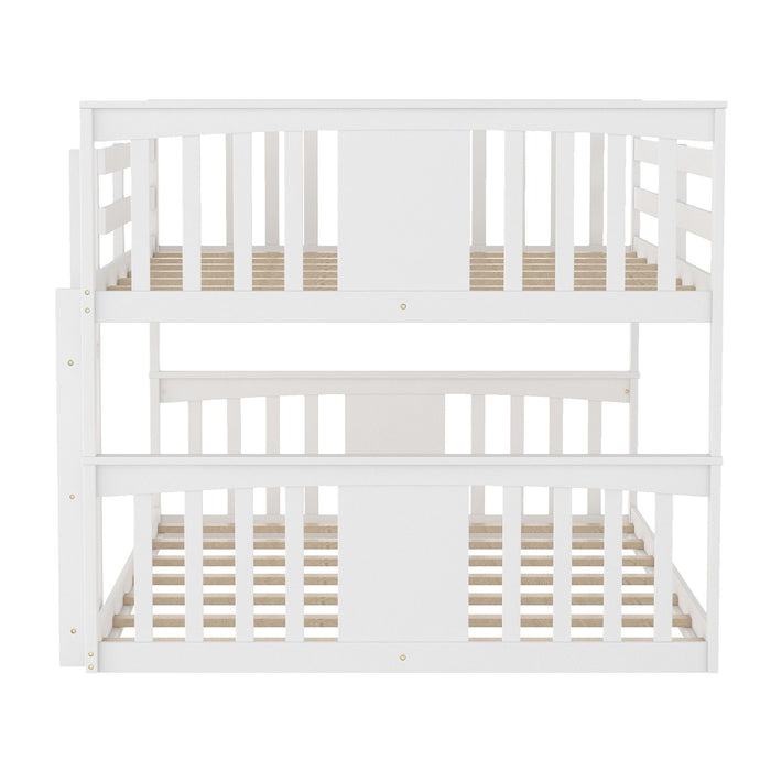 Full Over Full Classic Bunk Bed with Ladder - White