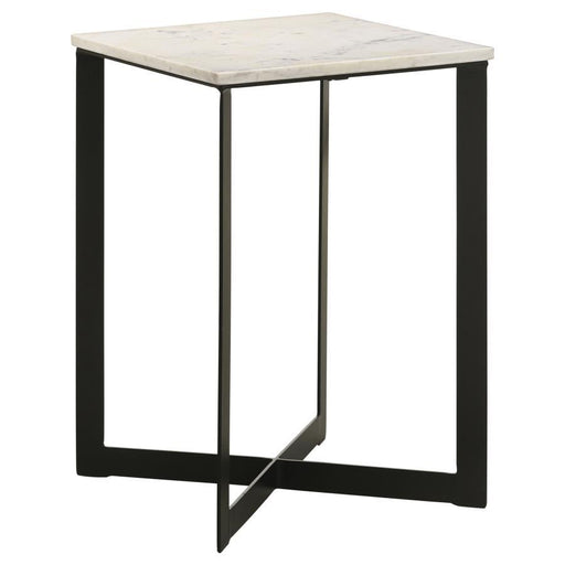 Tobin - Square Marble Top End Table - White And Black - Simple Home Plus