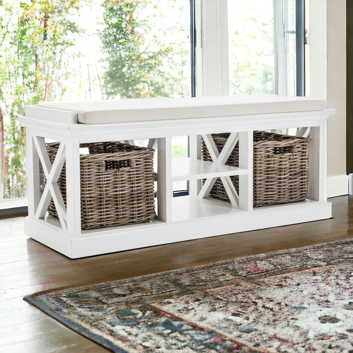 Classic Bench And Basket Set - White