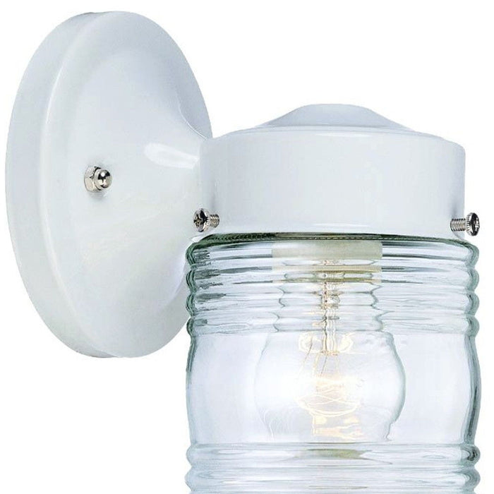 Standard Jelly Jar One Light Outdoor Wall Light - White