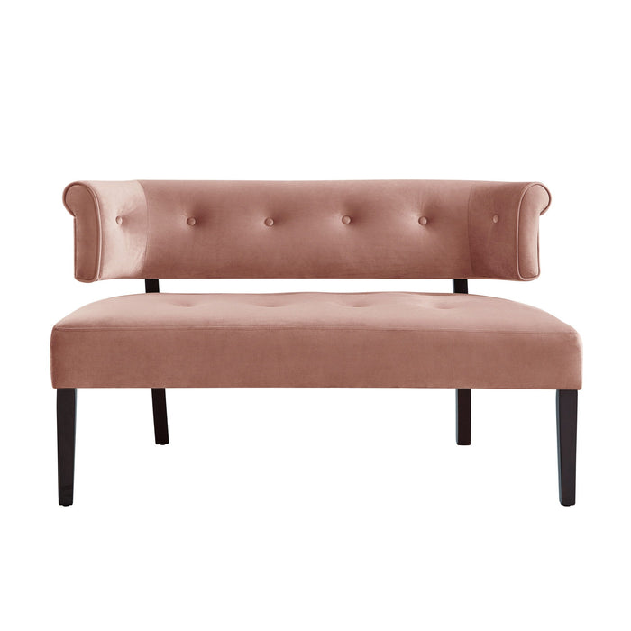 Upholstered Velvet Bench - Brown / Blush