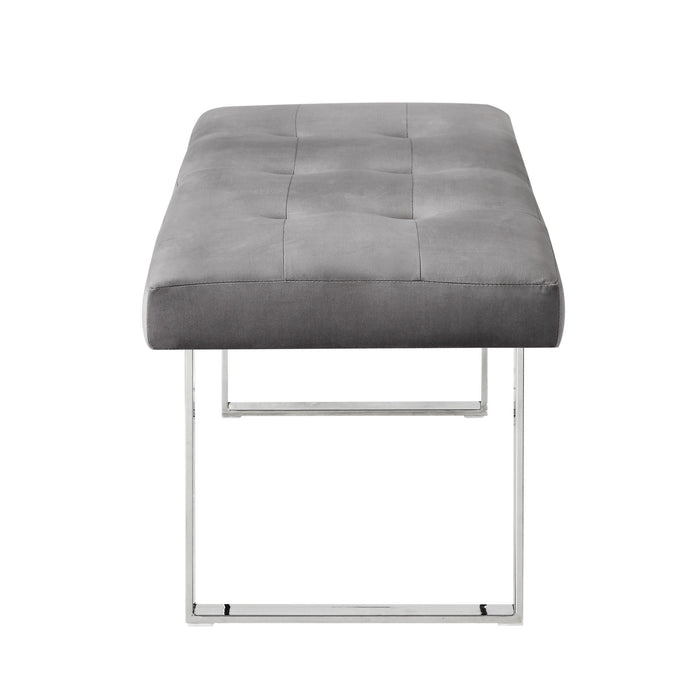 Velvet Bench Upholstered - Silver / Gray