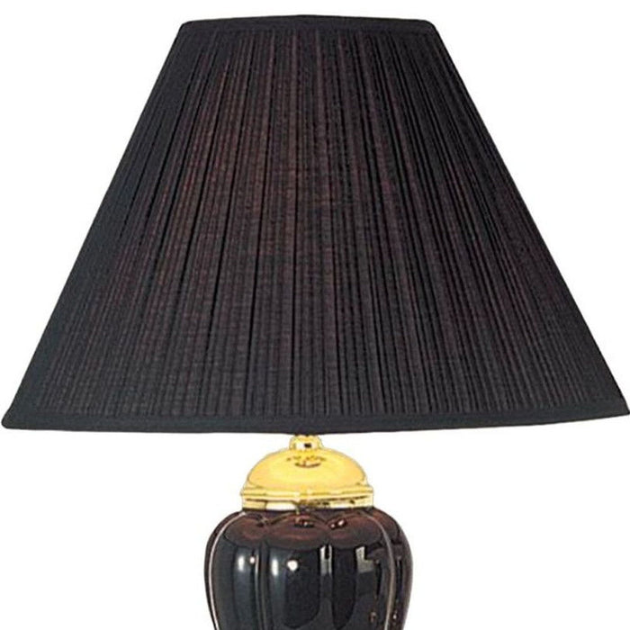 Ceramic Urn Table Lamp With Black Empire Shade - Black / Gold