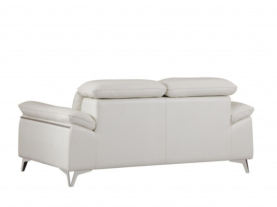 Italian Leather Sofa With Silver Legs - White