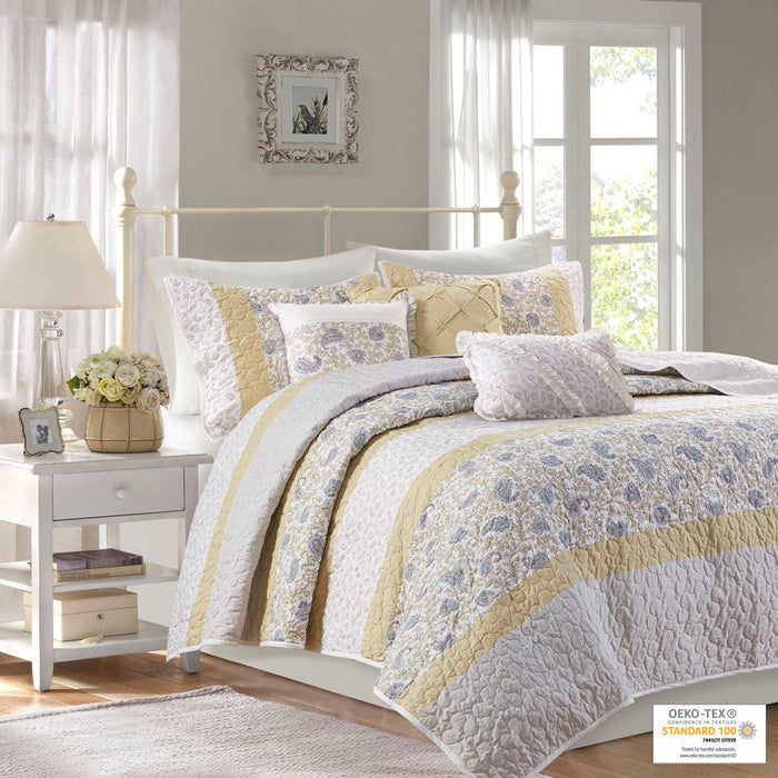 Dawn - 6 Piece Reversible Coverlet Set - Yellow