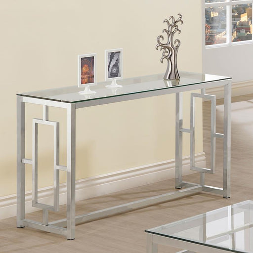 Merced - Rectangle Glass Top Sofa Table - Nickel - Simple Home Plus