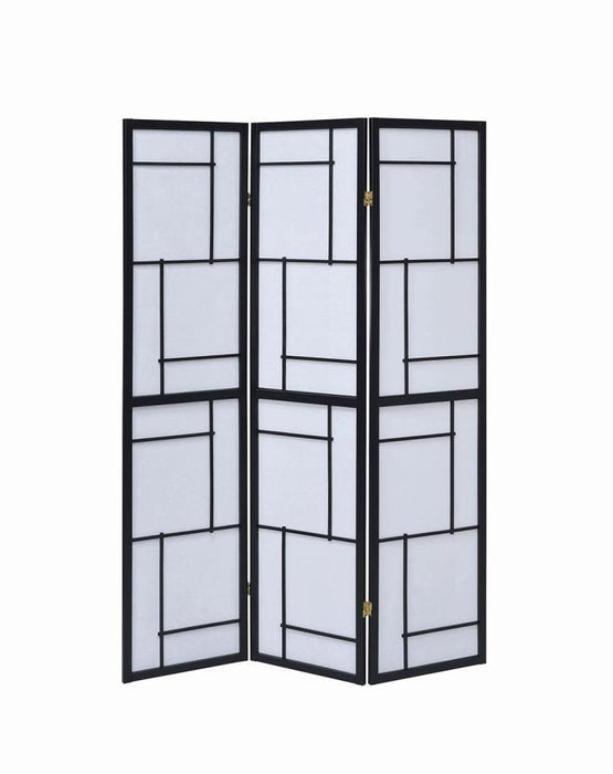 Damis - 3-Panel Folding Floor Screen - Black And White - Simple Home Plus