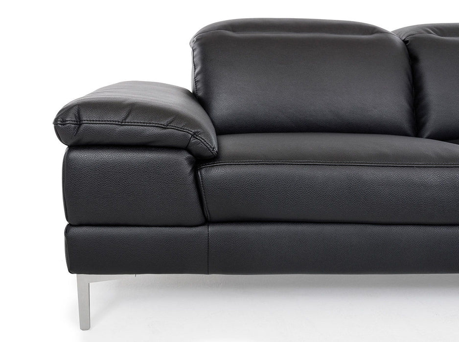 Eco Leather Wood Steel And Foam Sectional Sofa - Black