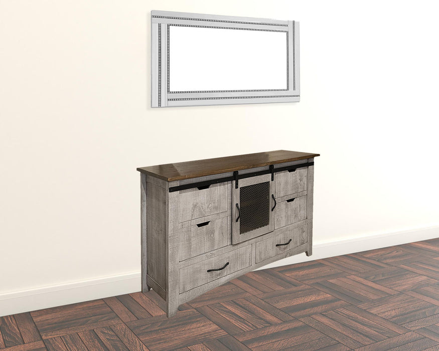 Solid Wood Six Drawer Triple Dresser - Light Gray