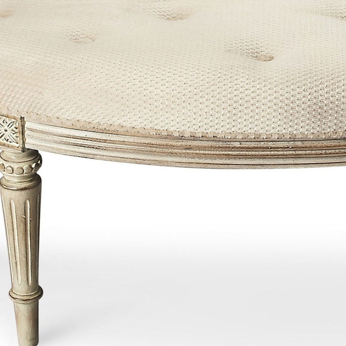 Classic Wash Crescent Shaped Bench - Ivory / Golden White