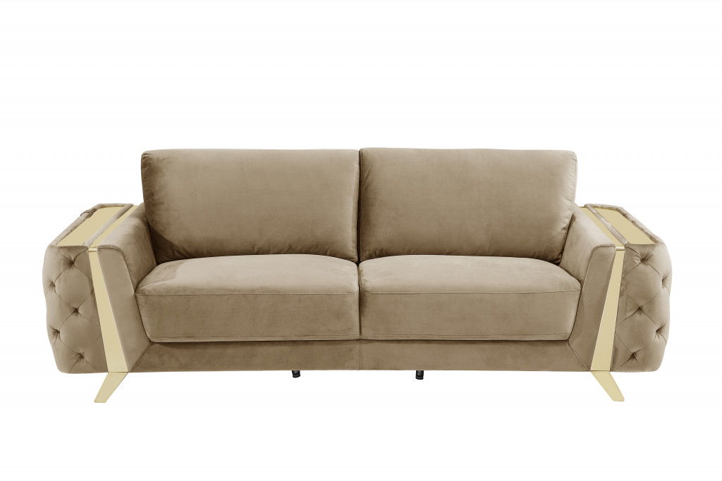 Sofa With Silver Legs - Beige