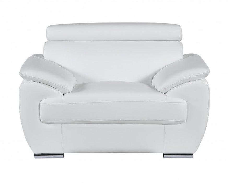 Three Piece Genuine Leather Six Person Indoor Seating Set - White