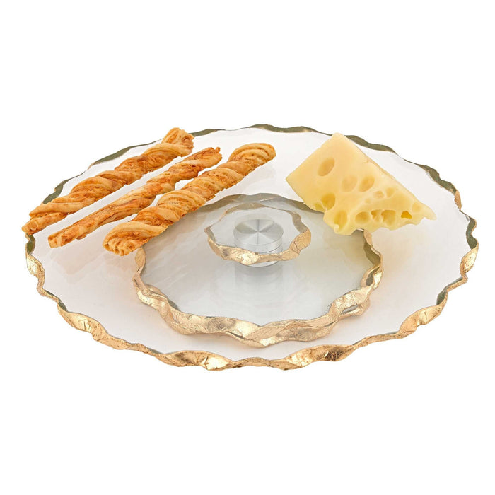 Hand Decorated Chiseled Edge Turning Platter - Gold Leaf