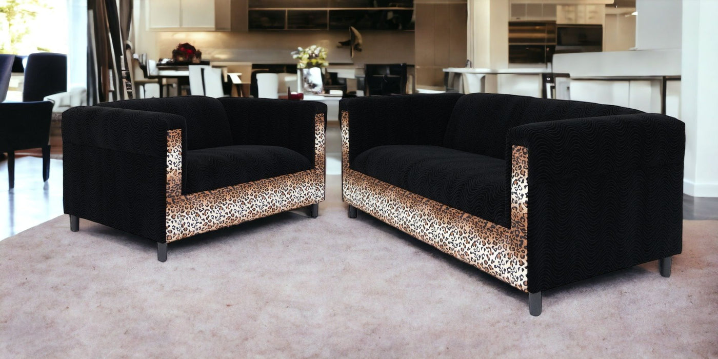 2 Piece Five Person Seating Set - Leopard / Black