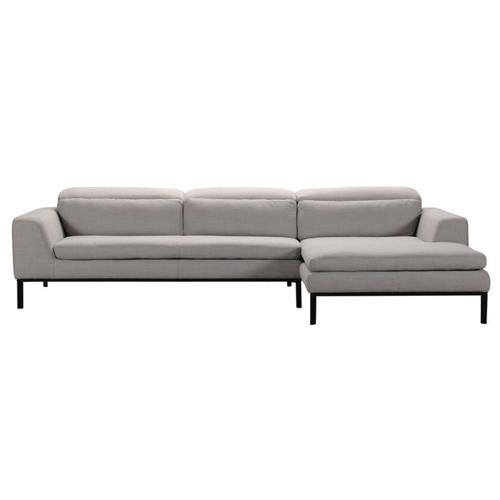 Fabric And Wood Sectional Sofa - Gray