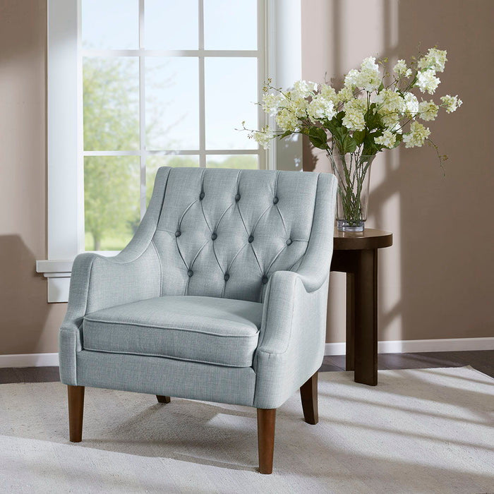 Qwen - Button Tufted Accent Chair - Dusty Blue