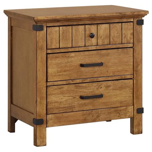 Brenner - 3-Drawer Night Stand - Rustic Honey - Simple Home Plus