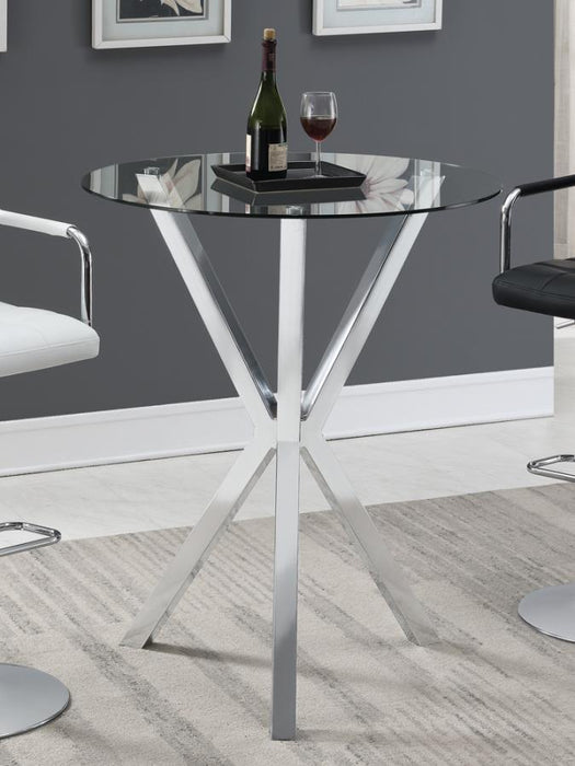 Denali - Round Glass Top Bar Table - Chrome - Simple Home Plus