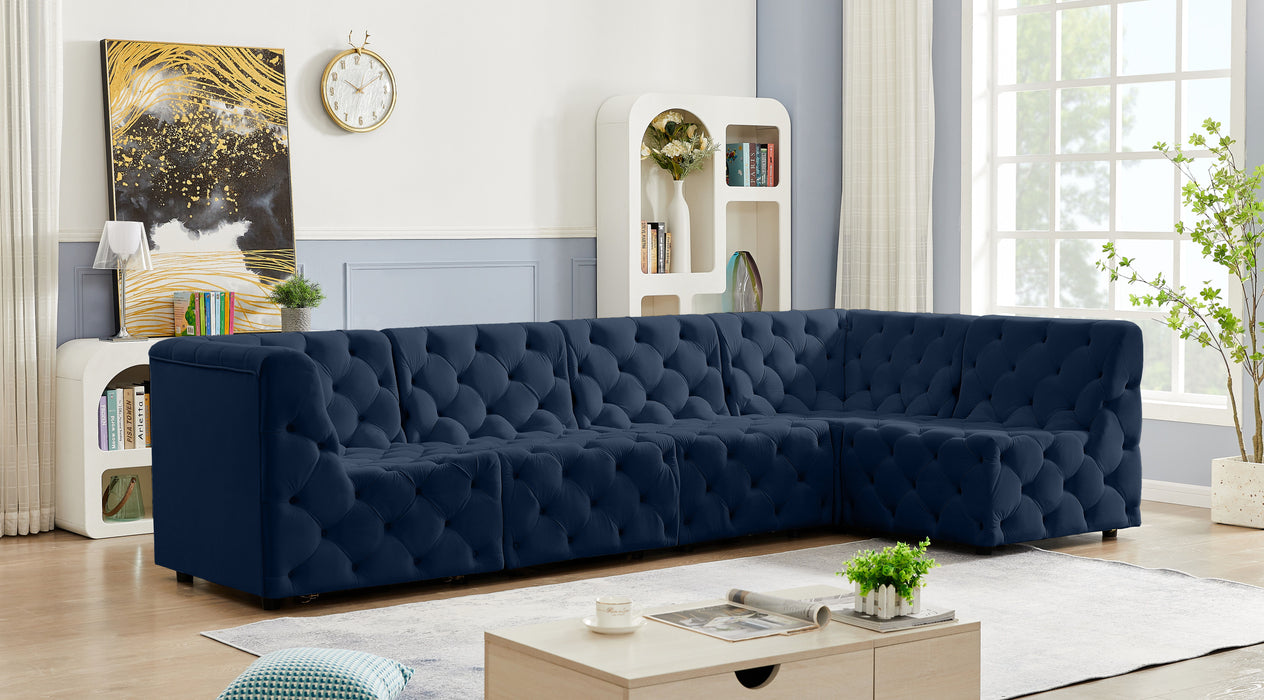 Tuft - Modular Sectional 5 Piece - Navy - Fabric