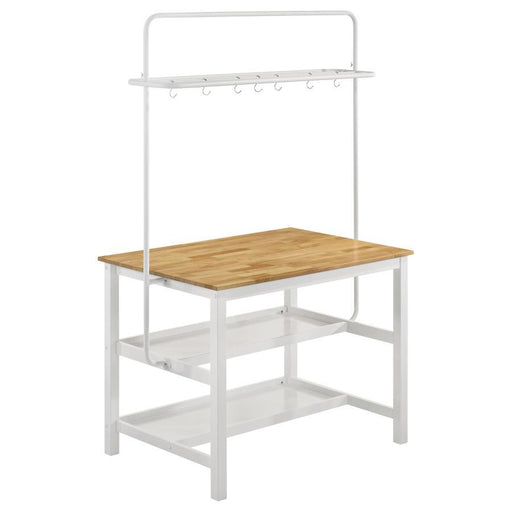 Edgeworth - Kitchen Island Counter Table with Pot Rack - White - Simple Home Plus