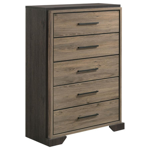 Baker - 5-Drawer Chest - Brown And Light Taupe - Simple Home Plus