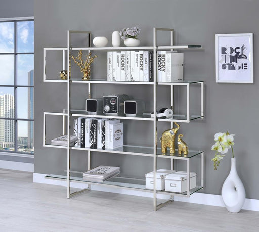 Elmer - 5-Shelf Bookcase - Chrome And Clear - Simple Home Plus