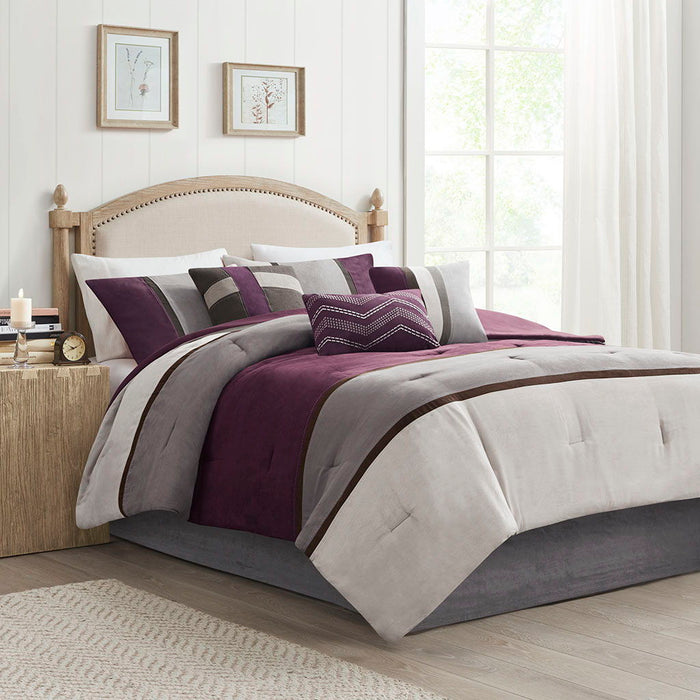 Palisades - California King 7 Piece Comforter Set - Purple