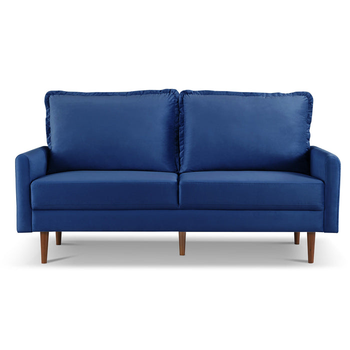 Sofa Velvet With Dark Brown Legs - Blue