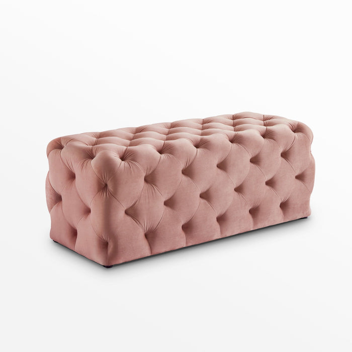 Upholstered Velvet Bench - Blush / Black