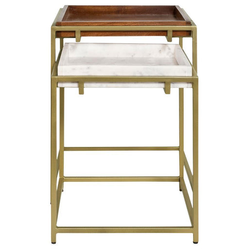 Bolden - 2 Piece Square Nesting Table With Recessed Top - Gold - Simple Home Plus