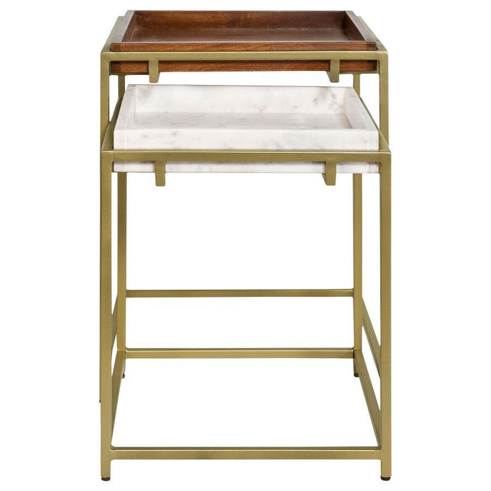 Bolden - 2 Piece Square Nesting Table With Recessed Top - Gold - Simple Home Plus