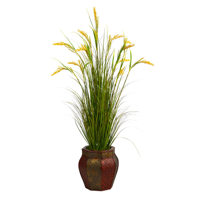 53" Wheat Grain Artificial Plant in Decorative Planter