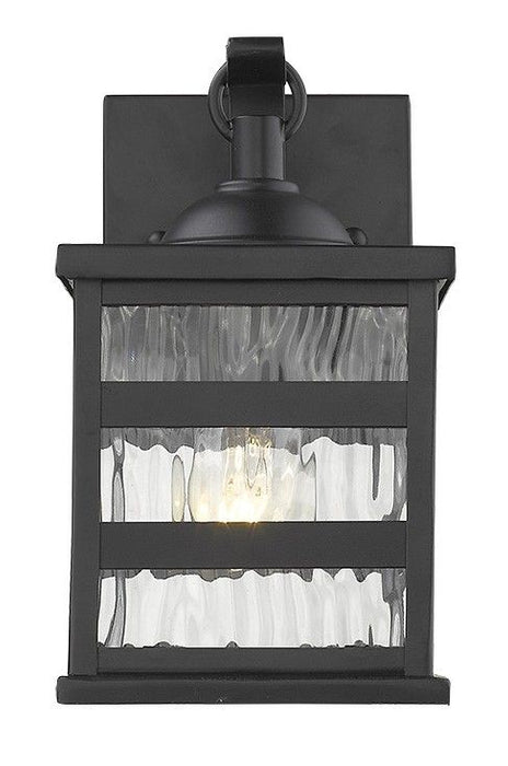 Glass Panel Outdoor Cage Light - Matte Black