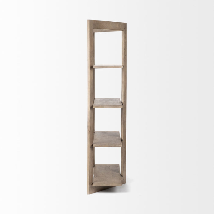 Wood Shelving Unit With 4 Shelves - Light Brown