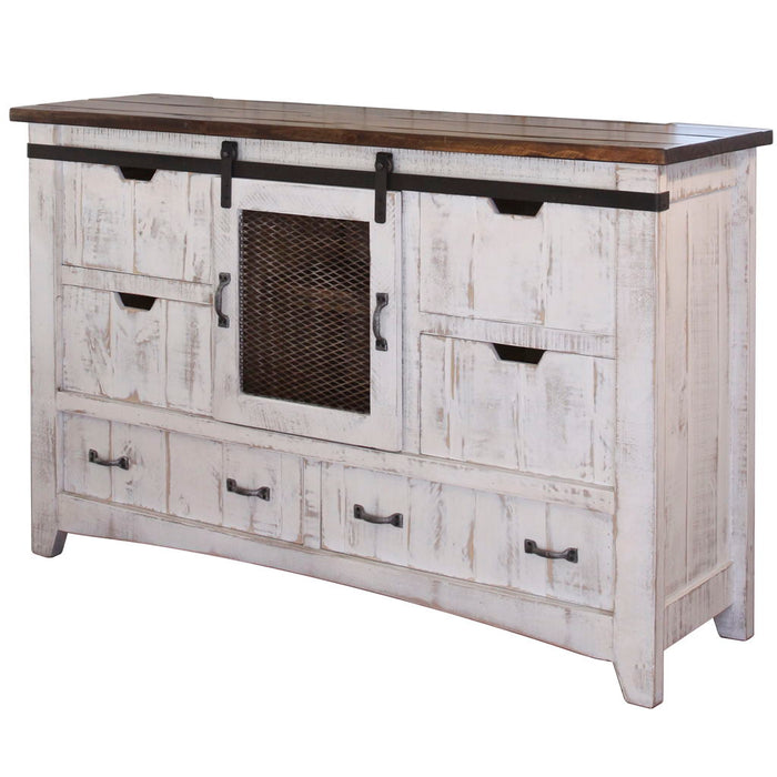 Solid Wood Six Drawer Triple Dresser - Antiqued White