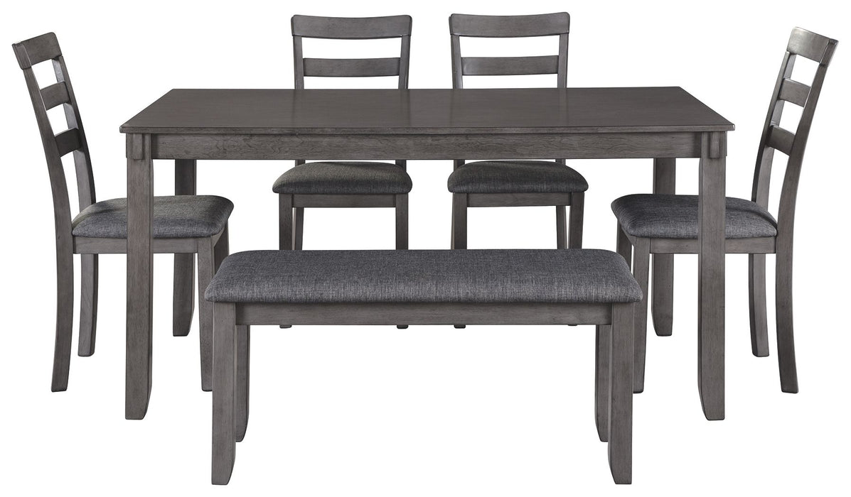 Bridson - Gray - Rect Drm Table Set (Set of 6) - Simple Home Plus