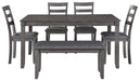 Bridson - Gray - Rect Drm Table Set (Set of 6) - Simple Home Plus