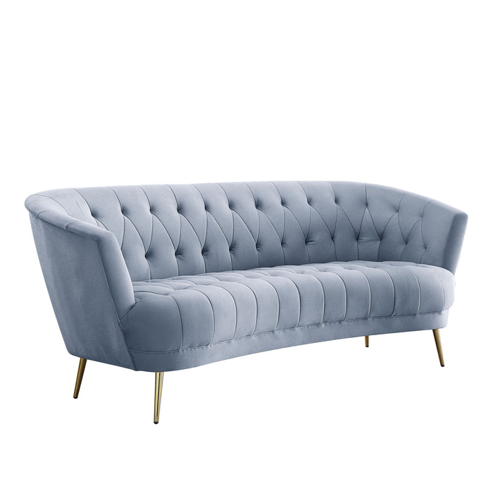 Velvet Sofa With Legs - Light Gray / Gold