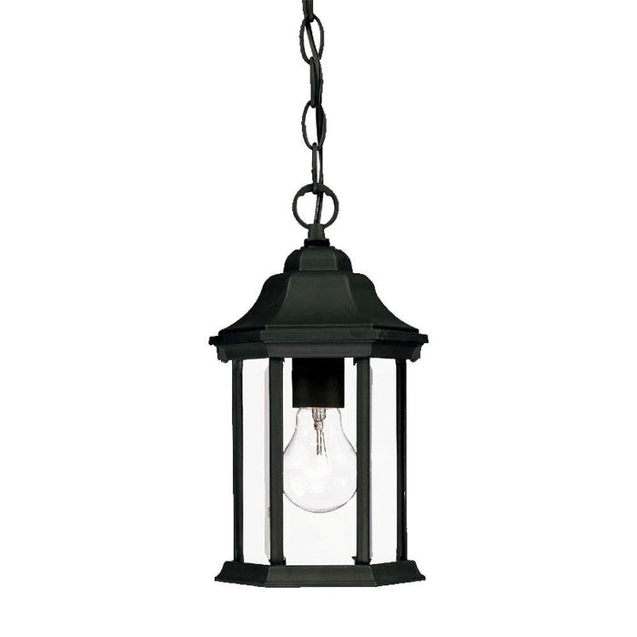 Narrow Glass Lantern Hanging Light - Matte Black