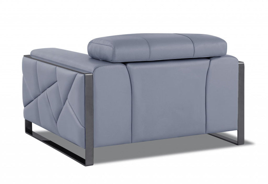 Mod Leather And Chrome Deco Accent Chair - Slate Blue