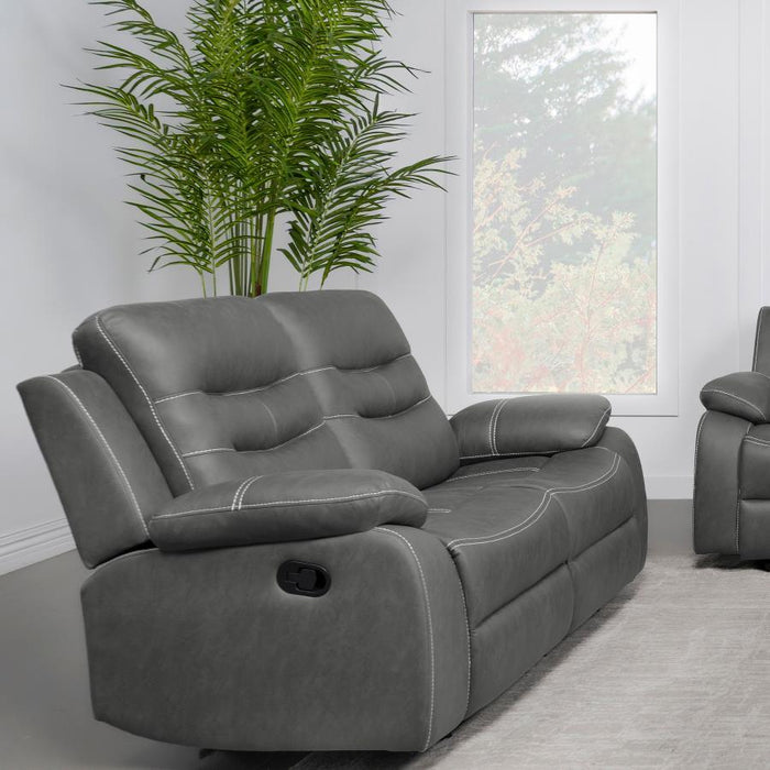 Nova - Upholstered Motion Reclining Loveseat - Dark Grey