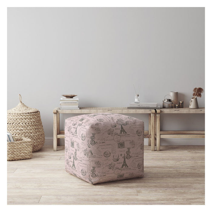 Twill Paris Pouf Cover - Pink