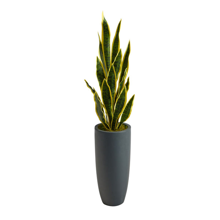 3.5' Sansevieria Artificial Plant in Gray Planter