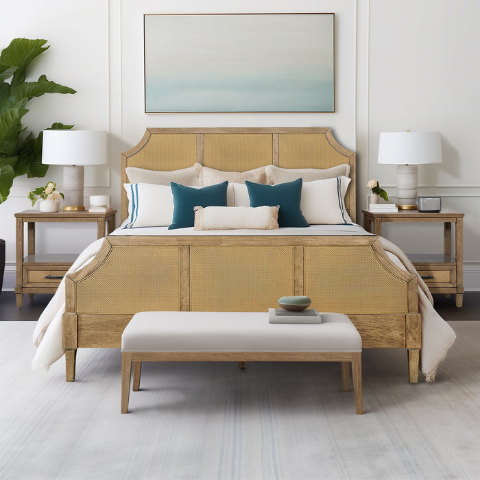 Salina - Woven Cane Queen Platform Bed - Toasted Almond